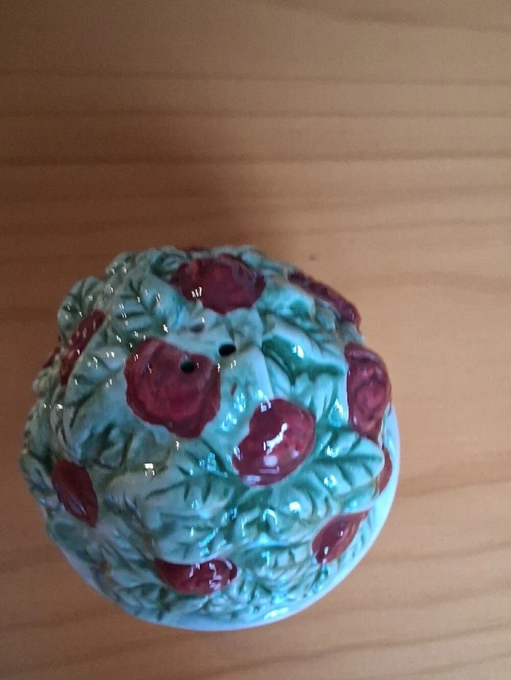 Decorative Ceramic Rose Topiary Accent - Green and Red